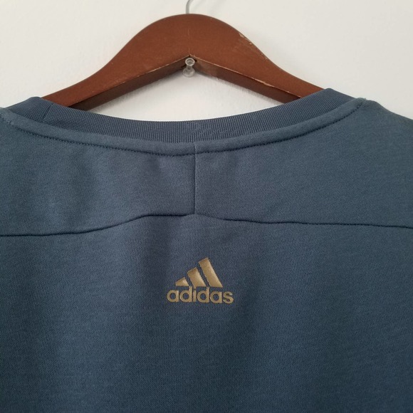 ADIDAS Collab Patterned Logo Terry T-Shirt Dress NWT Medium Blue/ Green - Picture 9 of 10